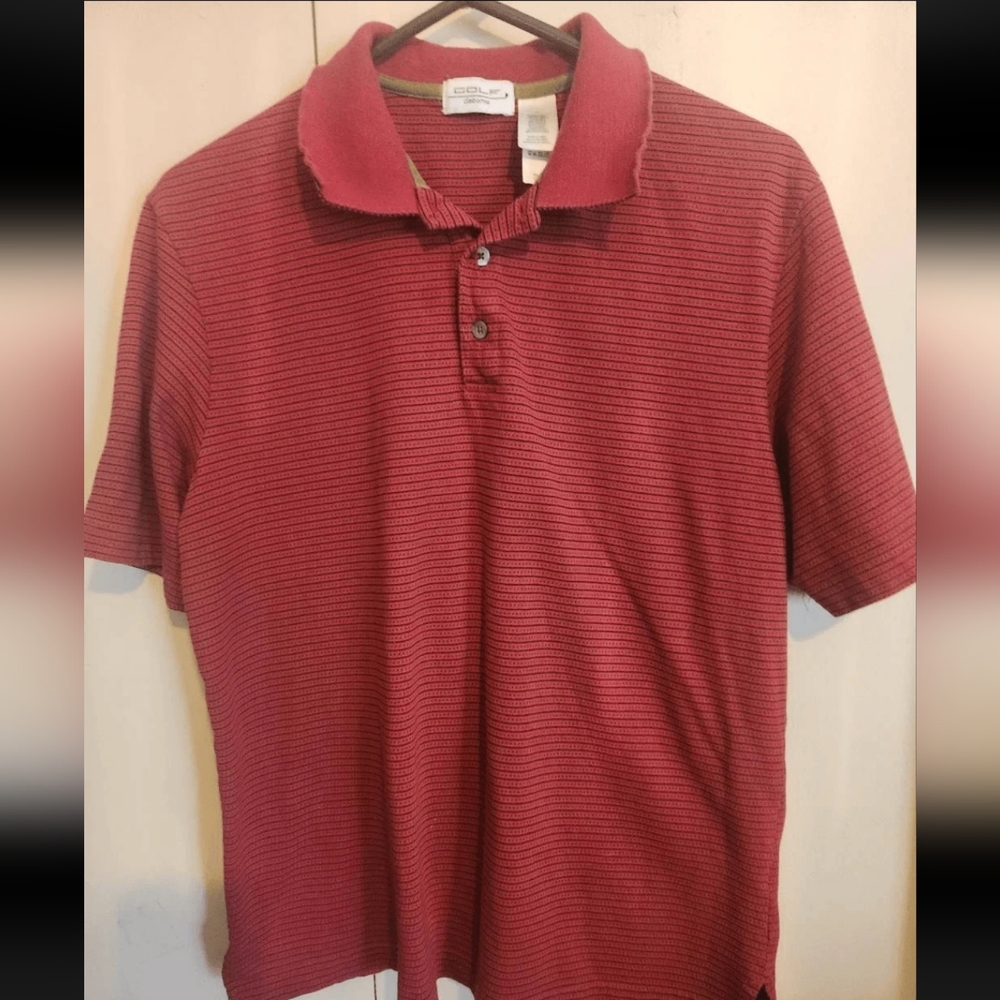 M62 Claiborn Golf Mens Red & Black Striped Polo Shirt